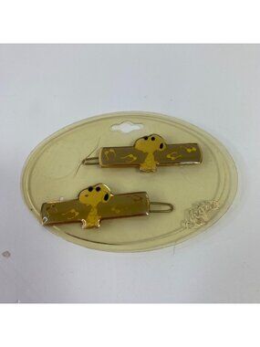 Vintage Snoopy Hair Clips Barrettes By Aria Brown Cream Black